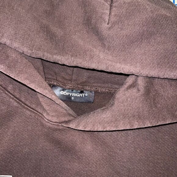 Copyright Hoodie Mens L Brown Neverlast Y2k Fleece Lined Heavyweight Pullover - Picture 6 of 7